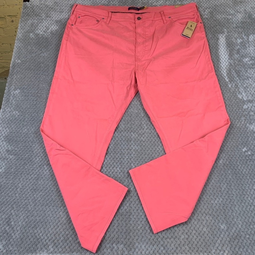 Polo Ralph Lauren Varick Stretch Pants Mens 46x30 Red Pink Slim Straight NEW